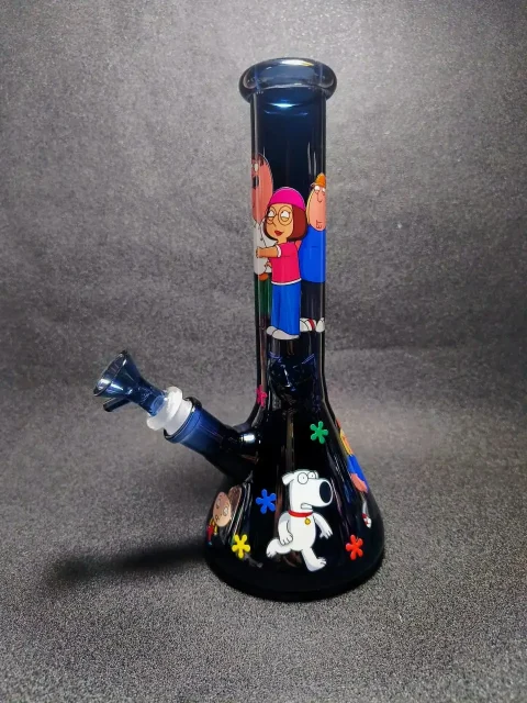 10″ Family Guy Dark Humor Black Beaker Glass Bong 10" Family Guy Dark Humor Black Beaker Glass Bong