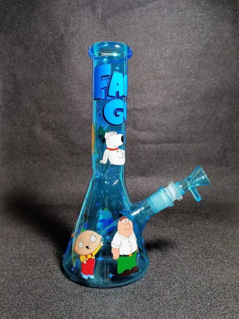 10″ Family Guy Griffin Family Classic Blue Beaker Glass Bong 10" Family Guy Griffin Family Classic Blue Beaker Glass Bong