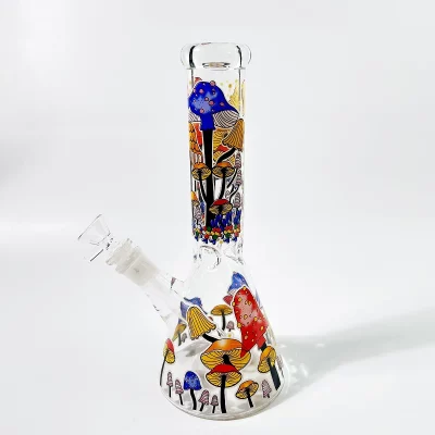 10" Fantasy Yellow Mushroom Beaker Glass Bong