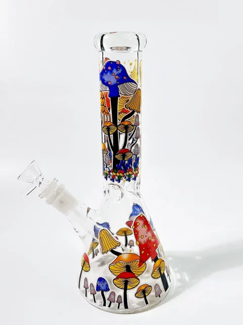 10" Fantasy Yellow Mushroom Beaker Glass Bong