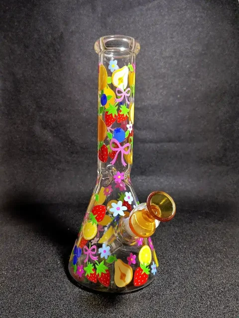 Fresh Orchard Fruit & Floral Beaker Glass Bong
