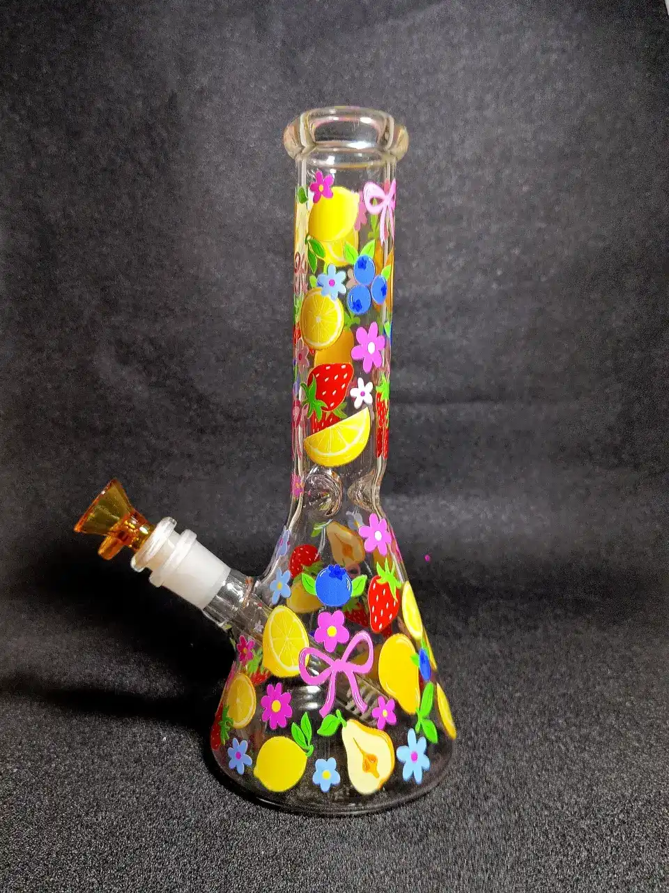 Fresh Orchard Fruit & Floral Beaker Glass Bong