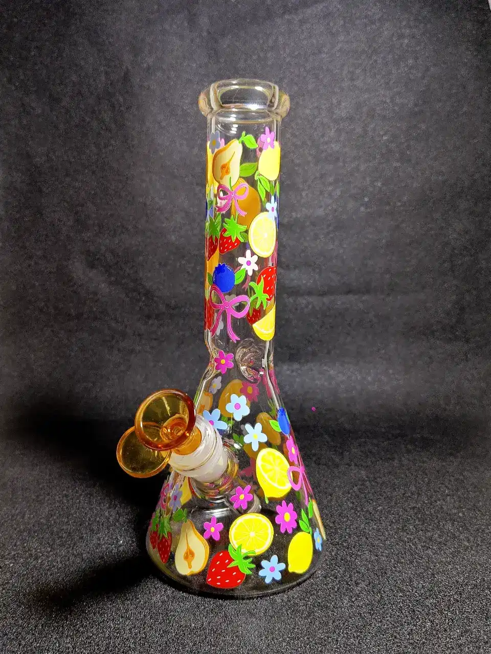 Fresh Orchard Fruit & Floral Beaker Glass Bong
