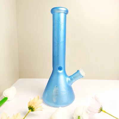 frosted-blue-leaf-glass-beaker-bong