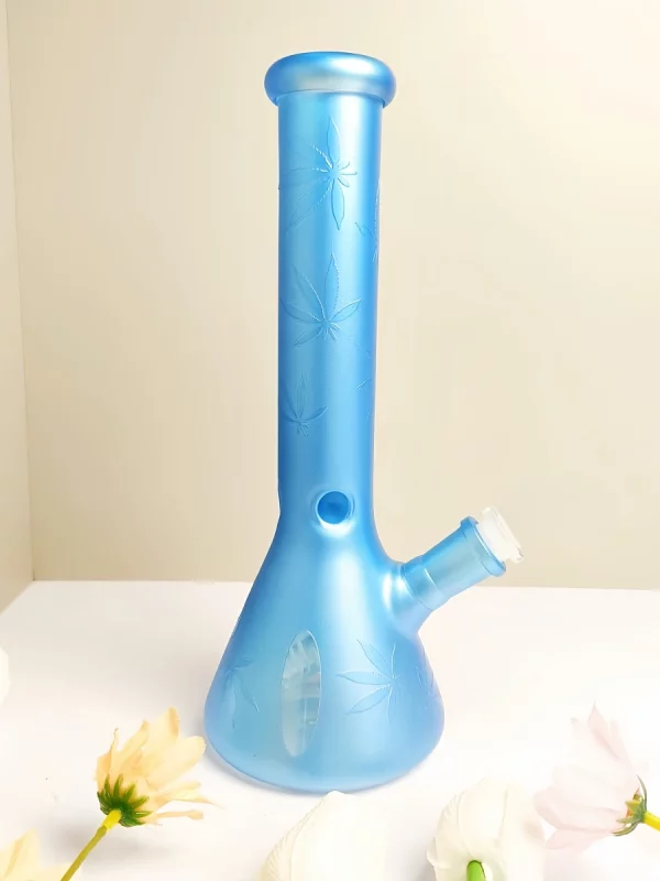 frosted-blue-leaf-glass-beaker-bong
