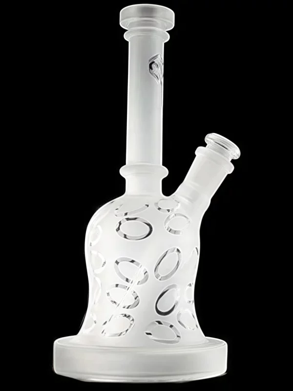 8" Frosted Glass Bong with Etched Oval Pattern