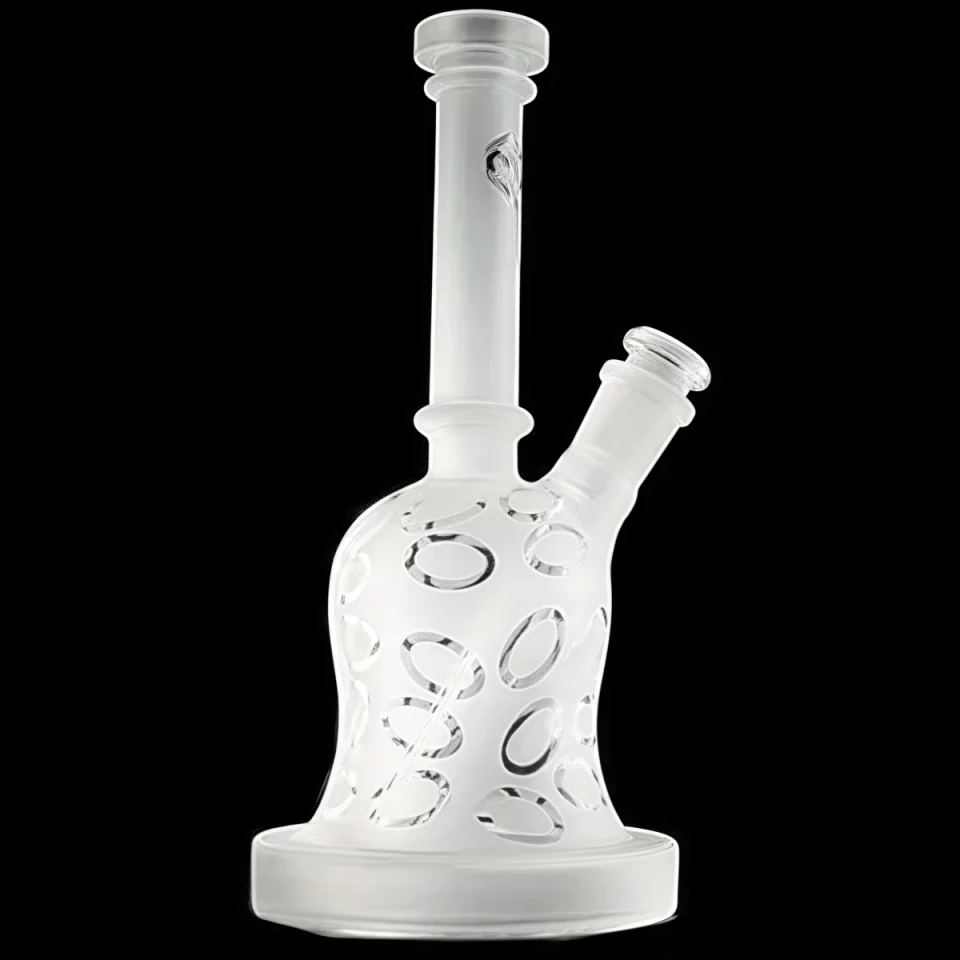 8" Frosted Glass Bong with Etched Oval Pattern