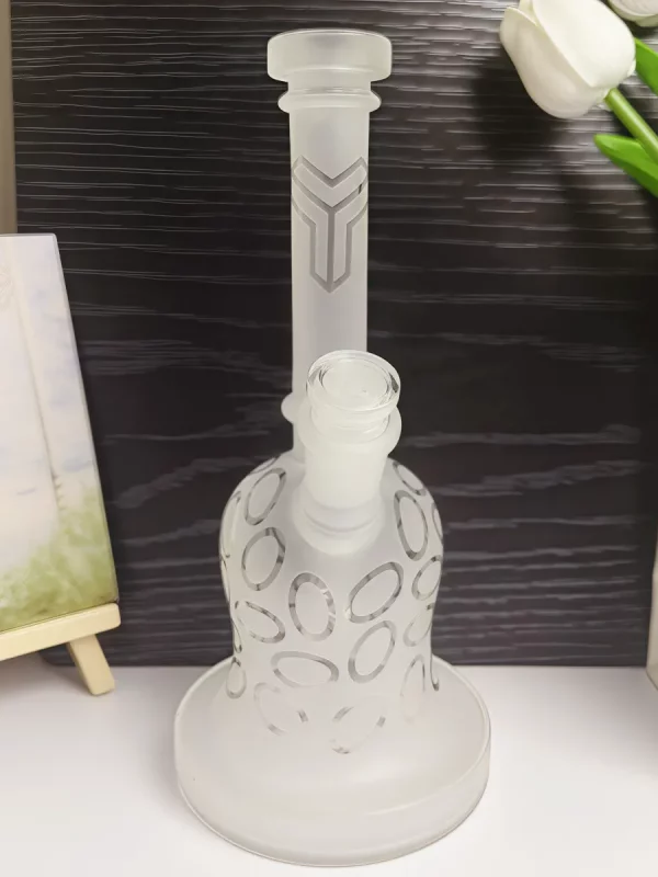 8" Frosted Glass Bong with Etched Oval Pattern