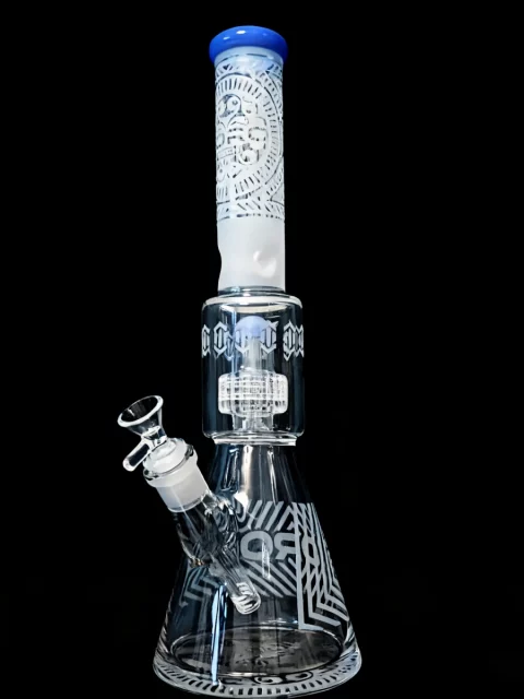 15.5″ 7mm Frosted Tribal Design Thick Beaker Bong