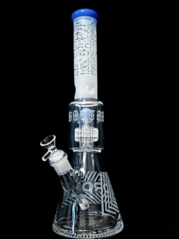 15.5″ 7mm Frosted Tribal Design Thick Beaker Bong