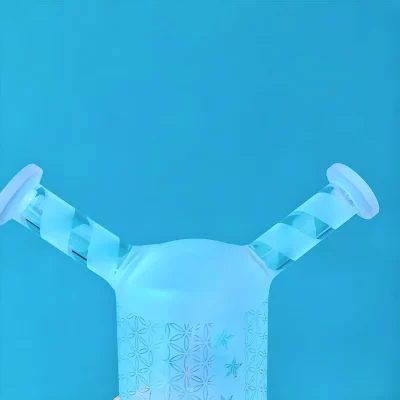 8.6" Geometric Frosted Bong with Double Mouthpiece & Double Bowls