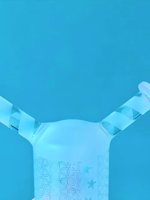 8.6" Geometric Frosted Bong with Double Mouthpiece & Double Bowls