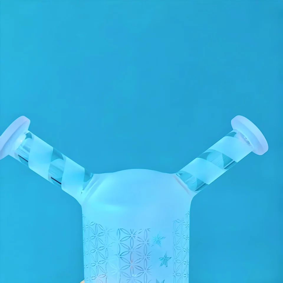 8.6" Geometric Frosted Bong with Double Mouthpiece & Double Bowls