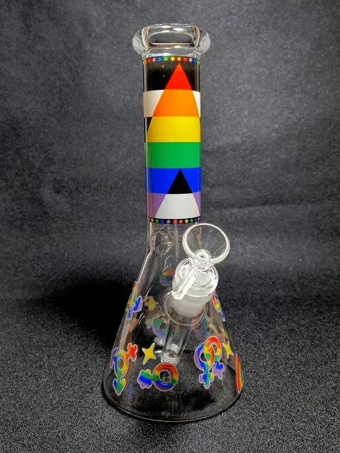 Geometric Pride Rainbow Equality Symbols Beaker Glass Bong