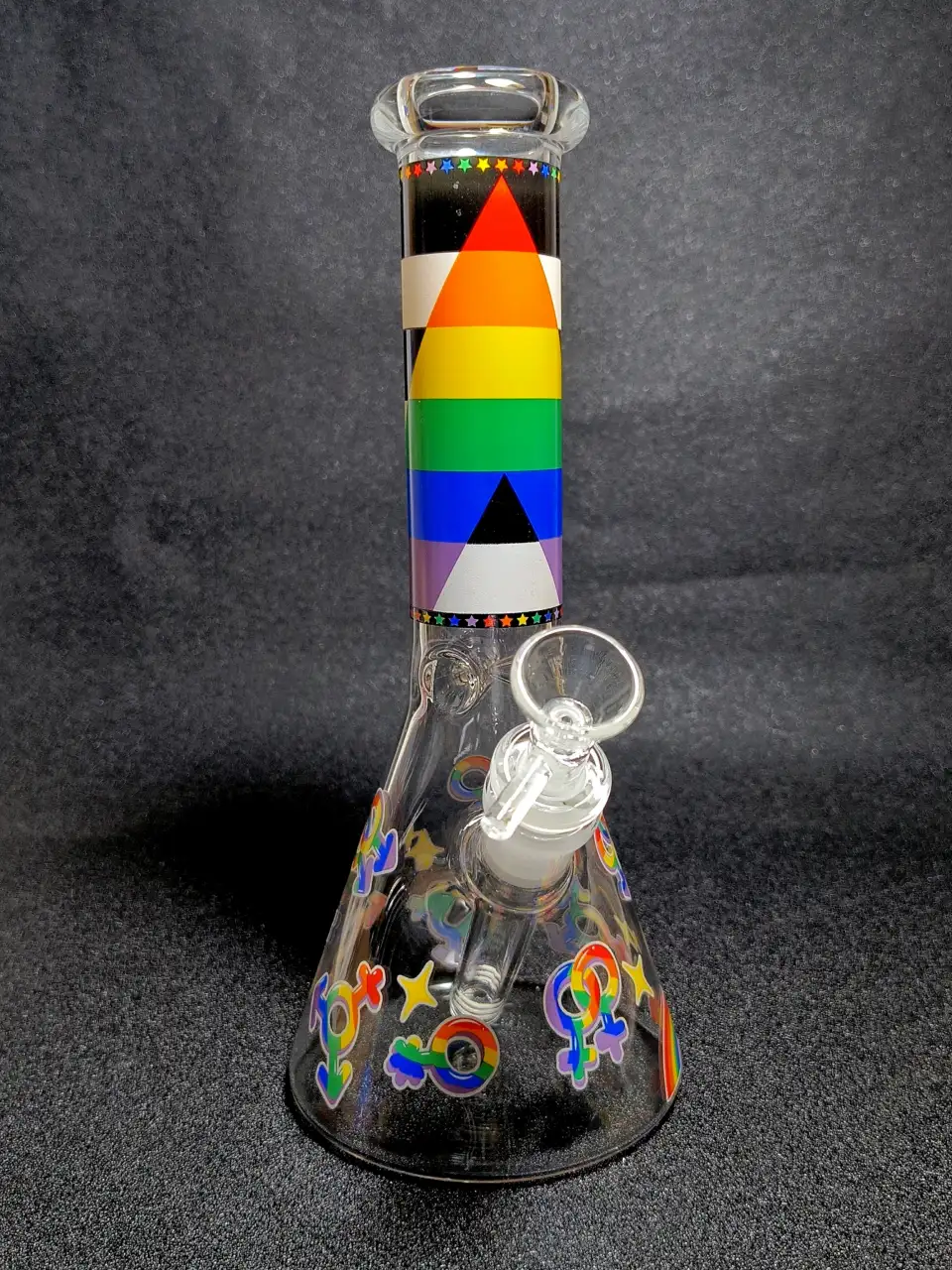 Geometric Pride Rainbow Equality Symbols Beaker Glass Bong
