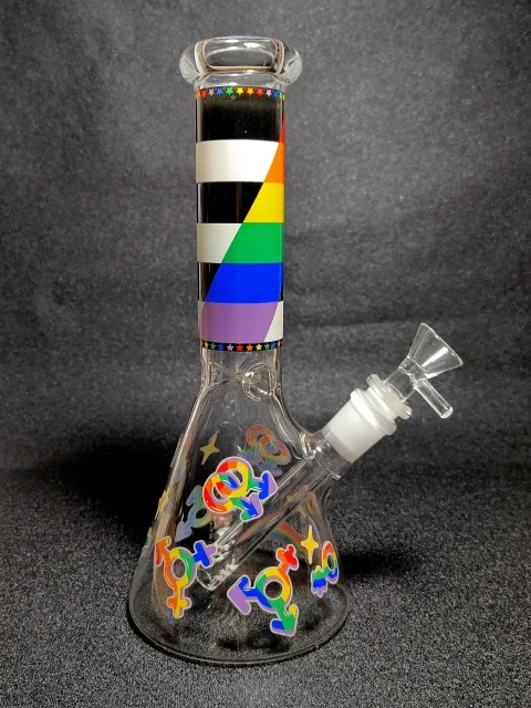 Geometric Pride Rainbow Equality Symbols Beaker Glass Bong Geometric Pride Rainbow Equality Symbols Beaker Glass Bong