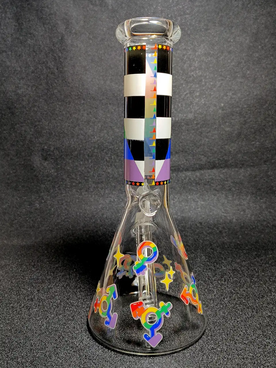 Geometric Pride Rainbow Equality Symbols Beaker Glass Bong