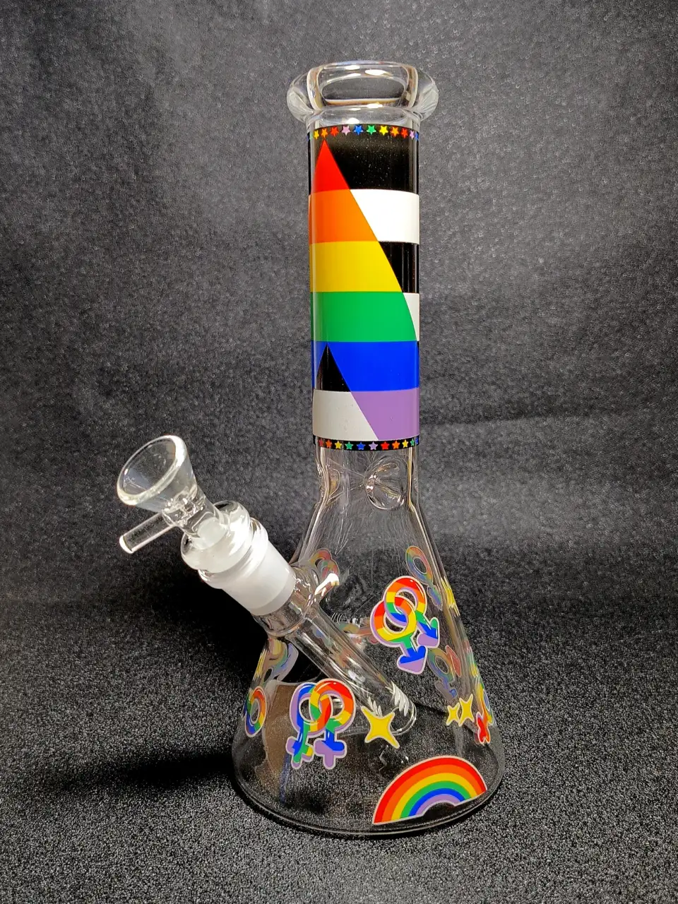 Geometric Pride Rainbow Equality Symbols Beaker Glass Bong