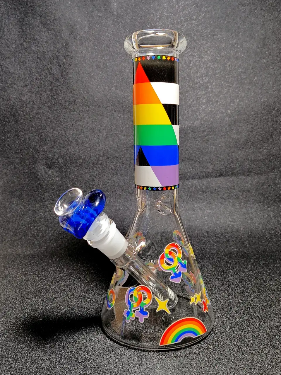 Geometric Pride Rainbow Equality Symbols Beaker Glass Bong
