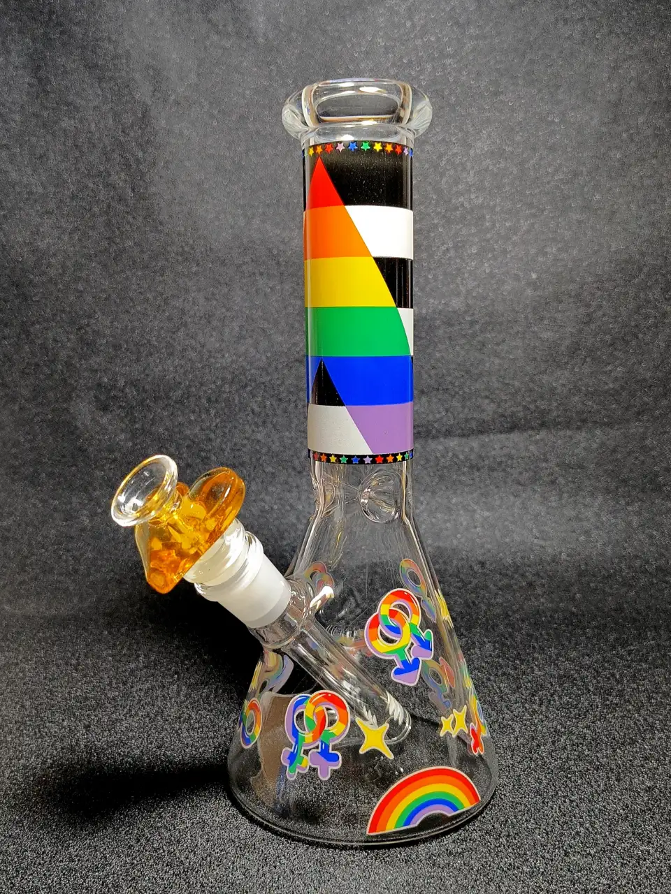 Geometric Pride Rainbow Equality Symbols Beaker Glass Bong