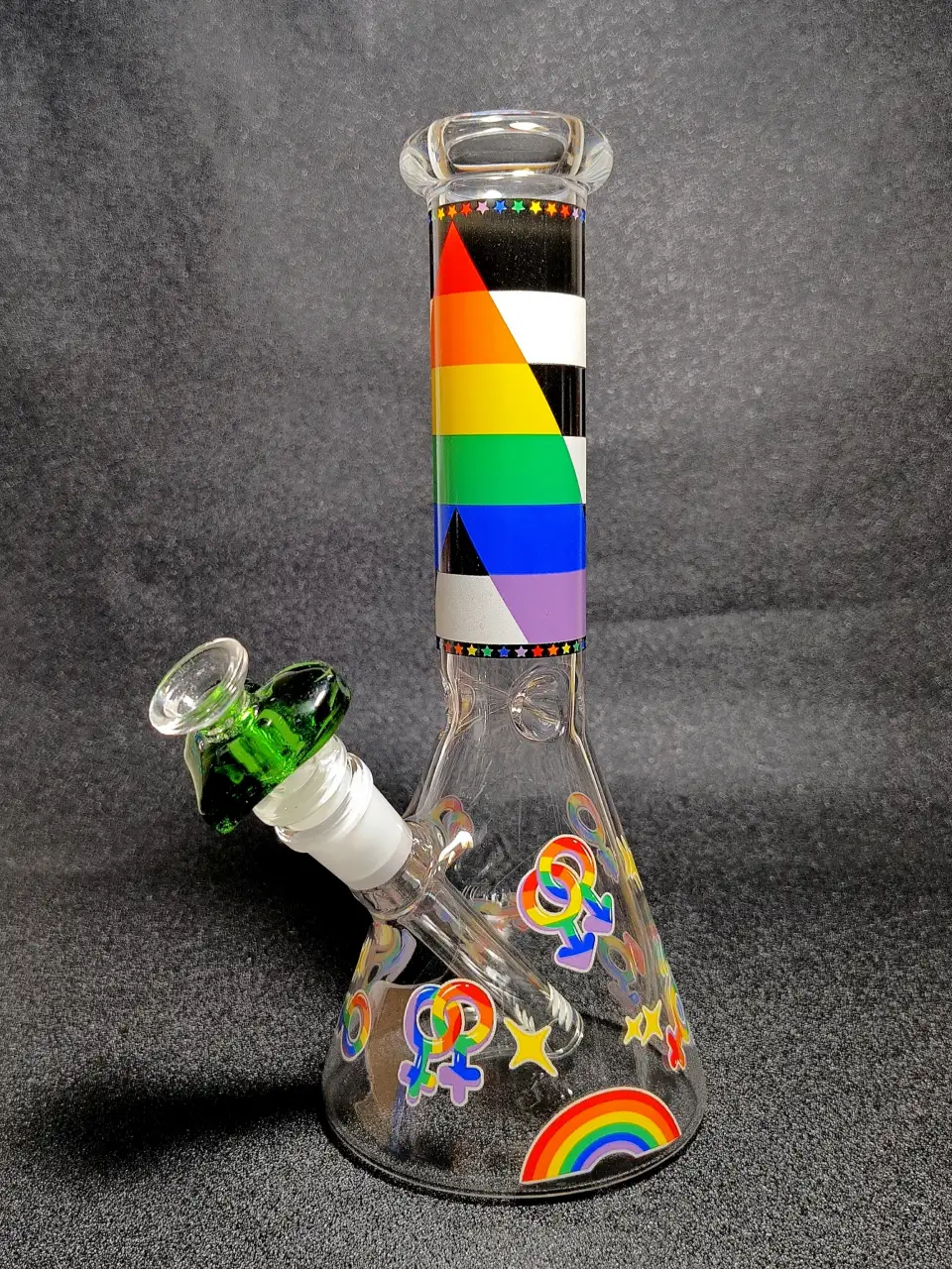 Geometric Pride Rainbow Equality Symbols Beaker Glass Bong