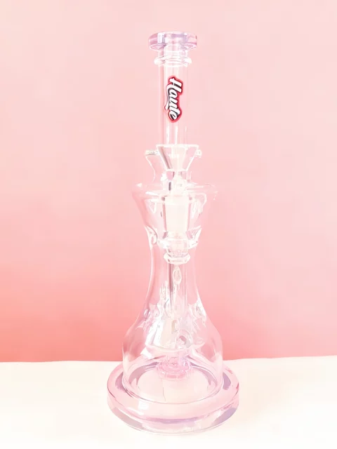 10" Swiss Perc Glass Bong with Artistic Hourglass Chamber