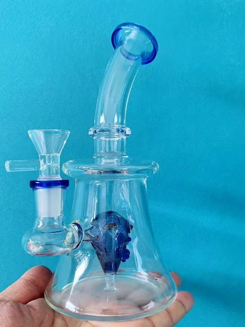 7.5" Bent Neck Glass Bong/Dab Rig with Alien Percolator