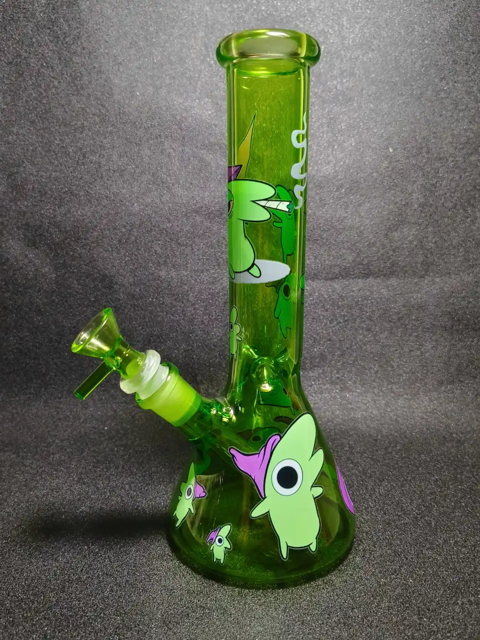 10" Glep Smiling Friends Purple Wizard Hat Neon Green Beaker Glass Bong