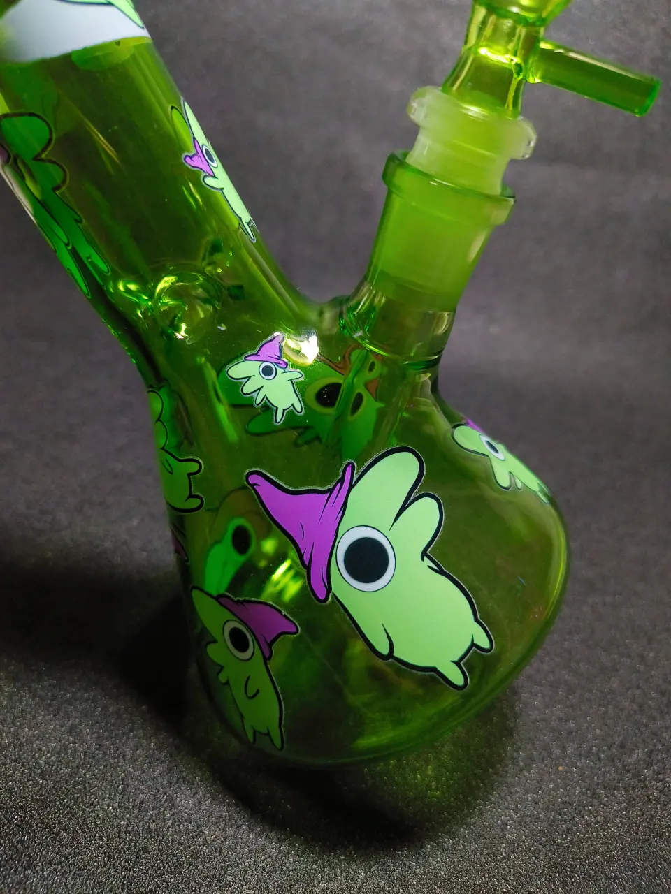 10" Glep Smiling Friends Purple Wizard Hat Neon Green Beaker Glass Bong