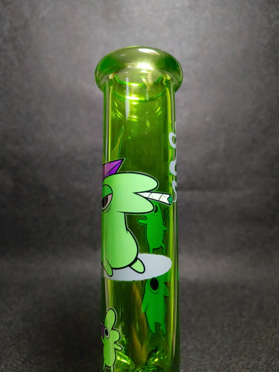 10" Glep Smiling Friends Purple Wizard Hat Neon Green Beaker Glass Bong