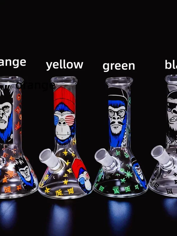8" Glow-in-the-Dark Gorilla LV Glass Beaker Bong