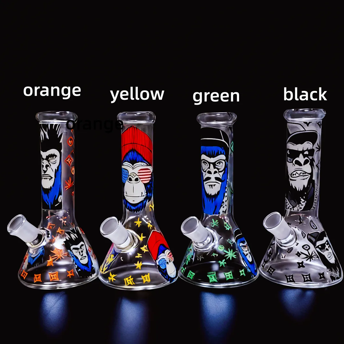 8" Glow-in-the-Dark Gorilla LV Glass Beaker Bong