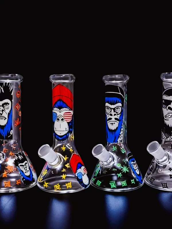 8" Glow-in-the-Dark Gorilla LV Glass Beaker Bong