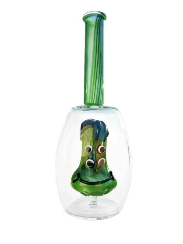 7.5" Goofy Green Face Glass Bong