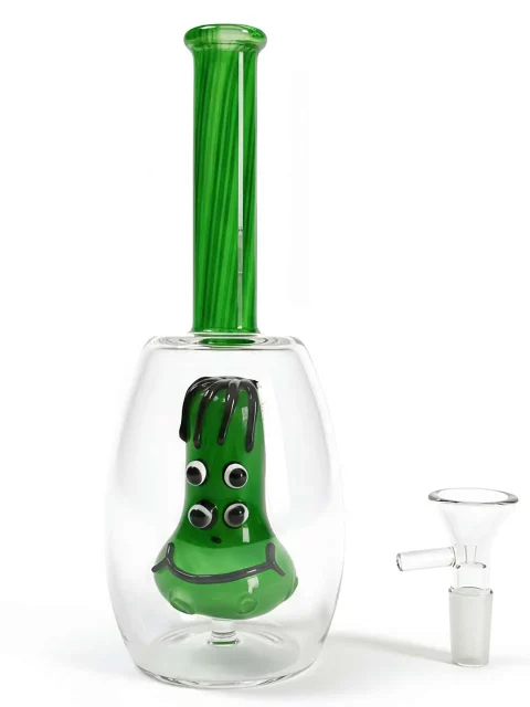 7.5" Goofy Green Face Glass Bong
