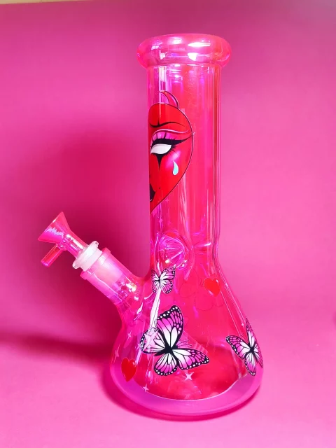10″ Goth Glam Hot Pink Glitter Beaker Bong 10" Goth Glam Hot Pink Glitter Beaker Bong