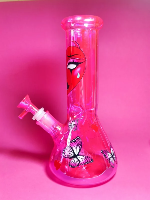 10" Goth Glam Hot Pink Glitter Beaker Bong