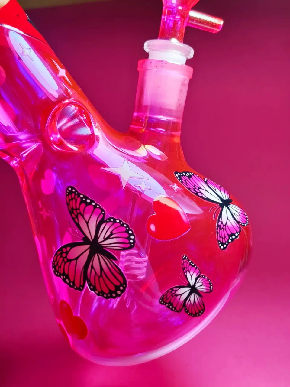 10" Goth Glam Hot Pink Glitter Beaker Bong