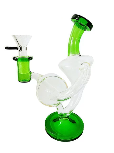 green-accented-recycler-glass-bong