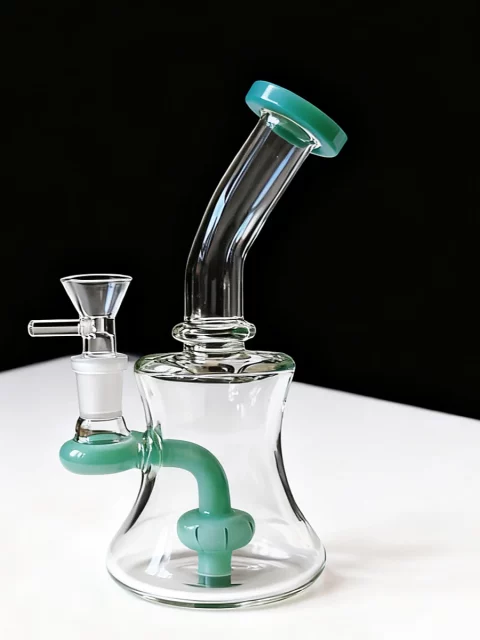 7" Green Accent Mini Glass Dab Rig