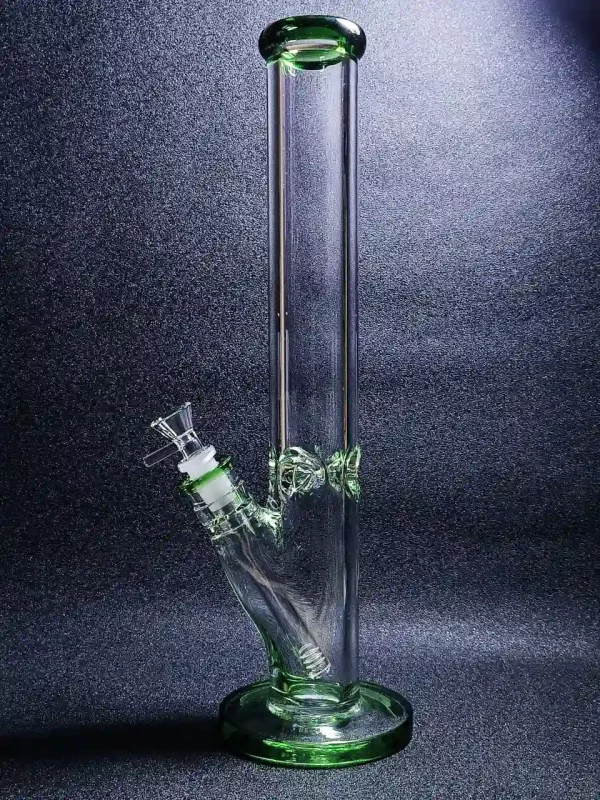 16" 9mm Green Straight Tube Thick Glass Bong