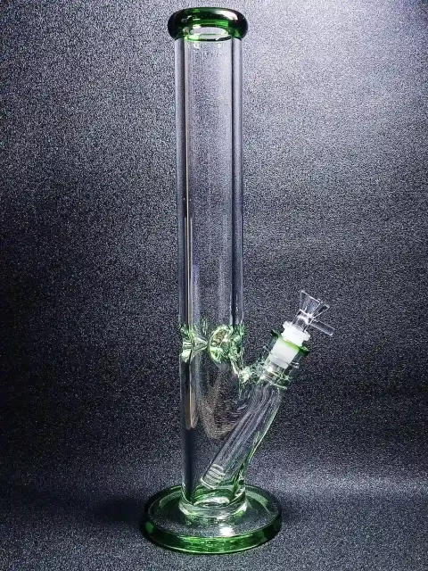 16" 9mm Green Straight Tube Thick Glass Bong
