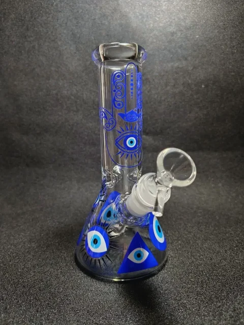 Hamsa Hand Evil Eye Beaker Glass Bong