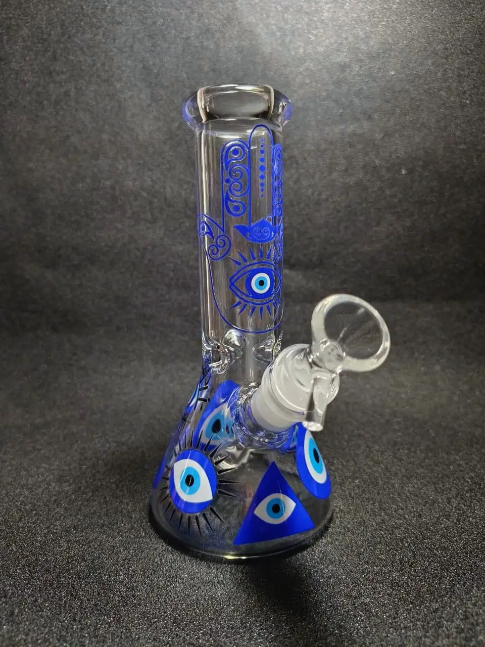 Hamsa Hand Evil Eye Beaker Glass Bong