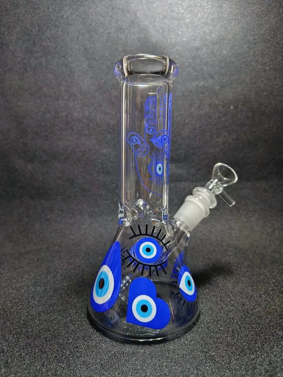 Hamsa Hand Evil Eye Beaker Glass Bong