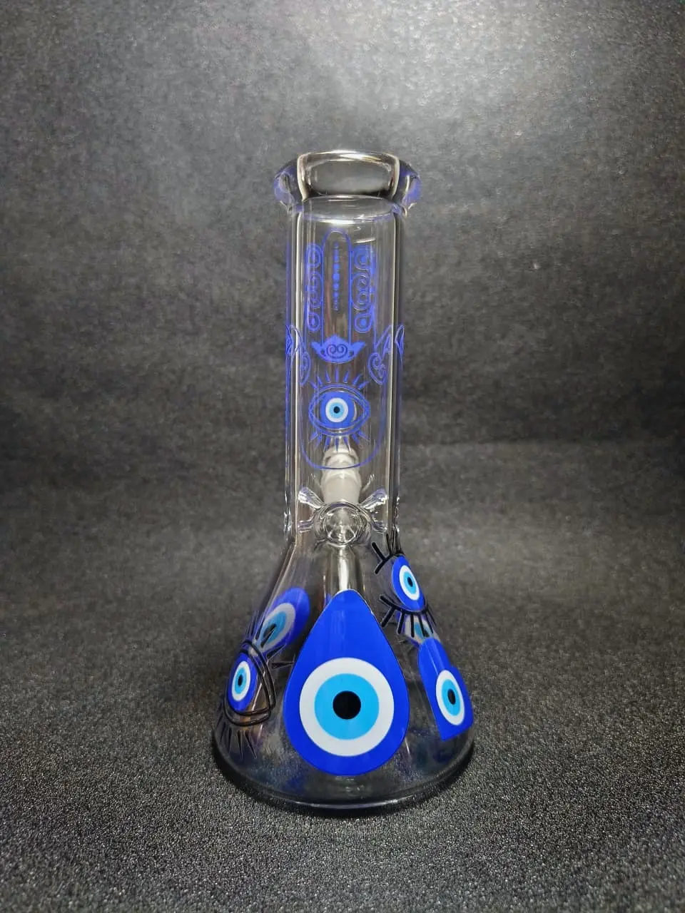 Hamsa Hand Evil Eye Beaker Glass Bong