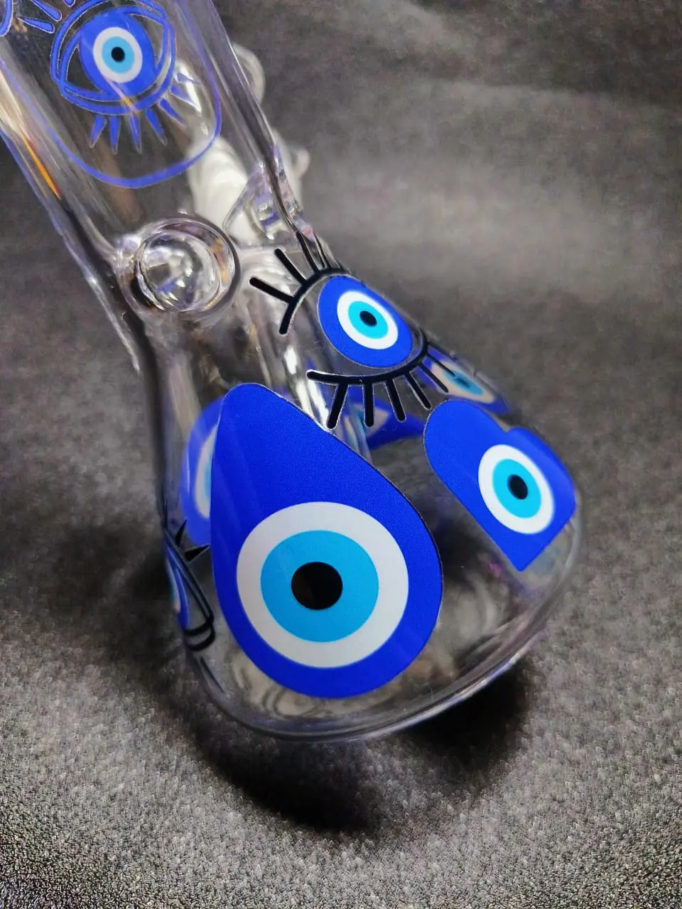 Hamsa Hand Evil Eye Beaker Glass Bong