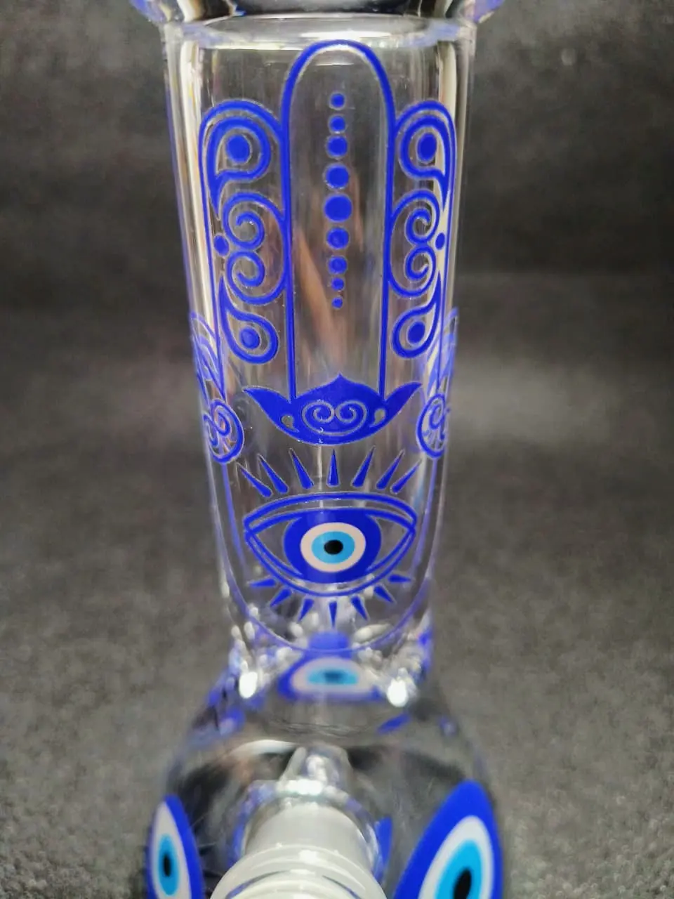 Hamsa Hand Evil Eye Beaker Glass Bong