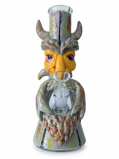 10” Hand-Painted 3D Owl Beaker Glass Bong