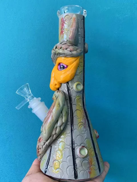 10” Hand-Painted 3D Owl Beaker Glass Bong